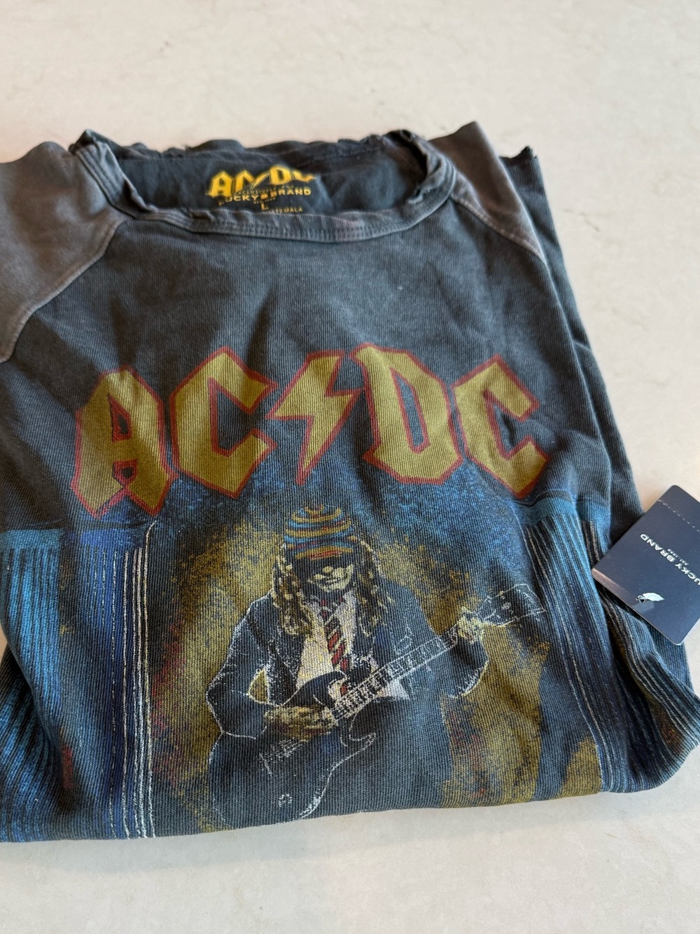 Lucky Brand Black AC/DC Graphic Long Sleeve Tee Men's Large
